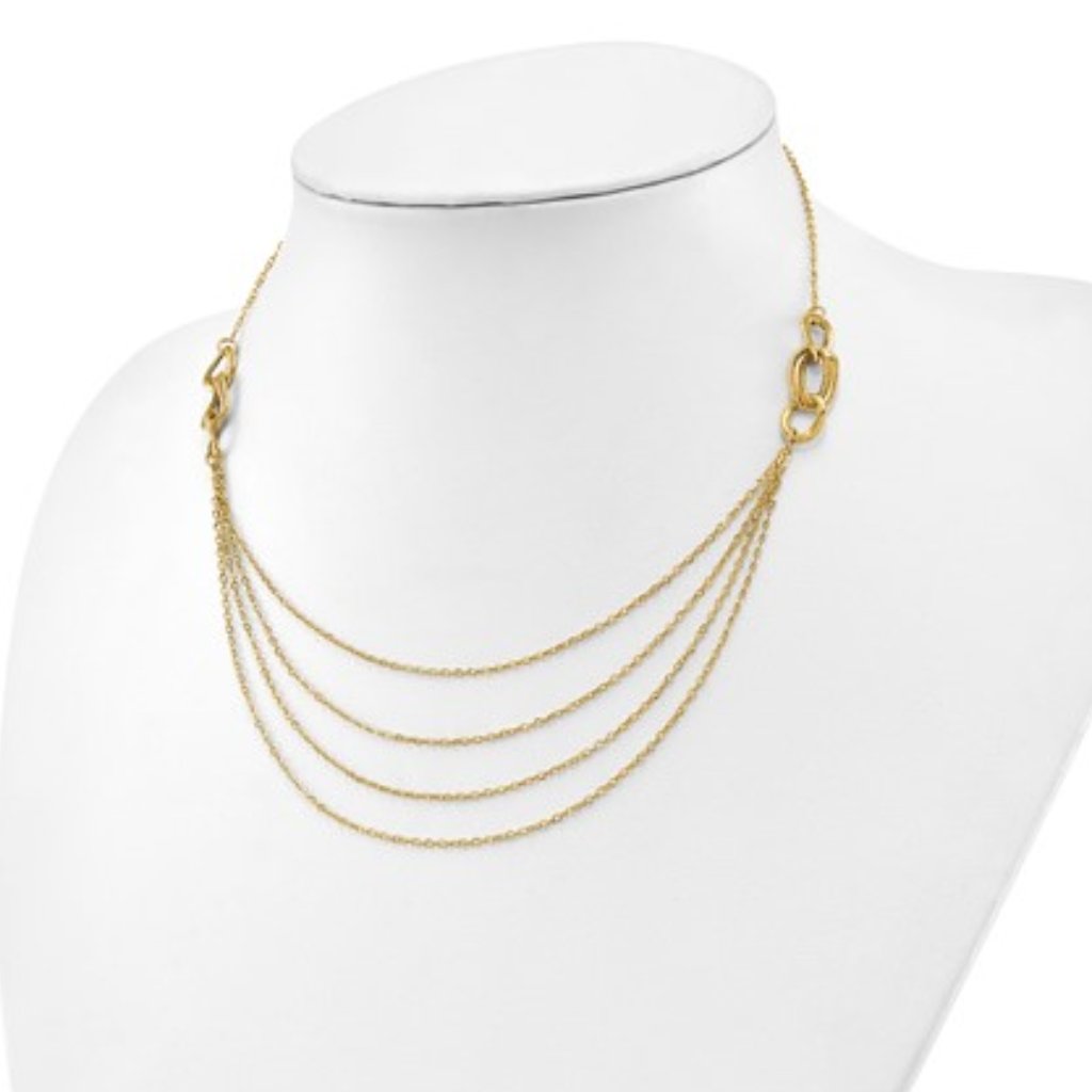 Leslie's 14k Yellow Gold Four Layer Multi Strand Handmade Rope Chain Necklace